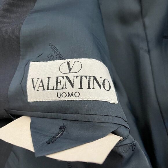 Vintage Valentino Navy Blue Wool Oversized Preppy Blazer Dark Academia Sz 40R - Picture 10 of 11